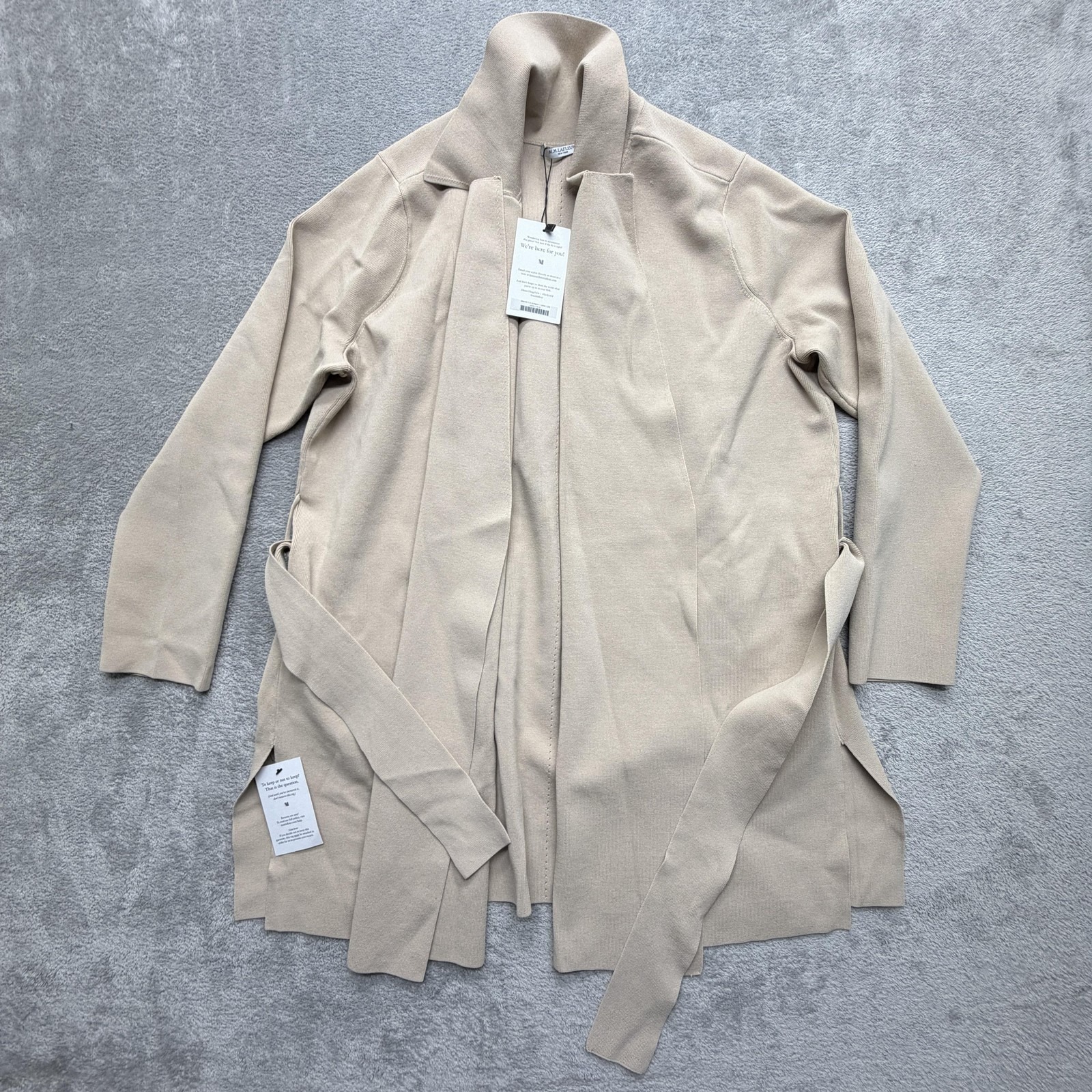 Mm.Lafleur Cardigan Women 2 Beige Merritt 1.0 Jardigan Belted Pockets Stretch